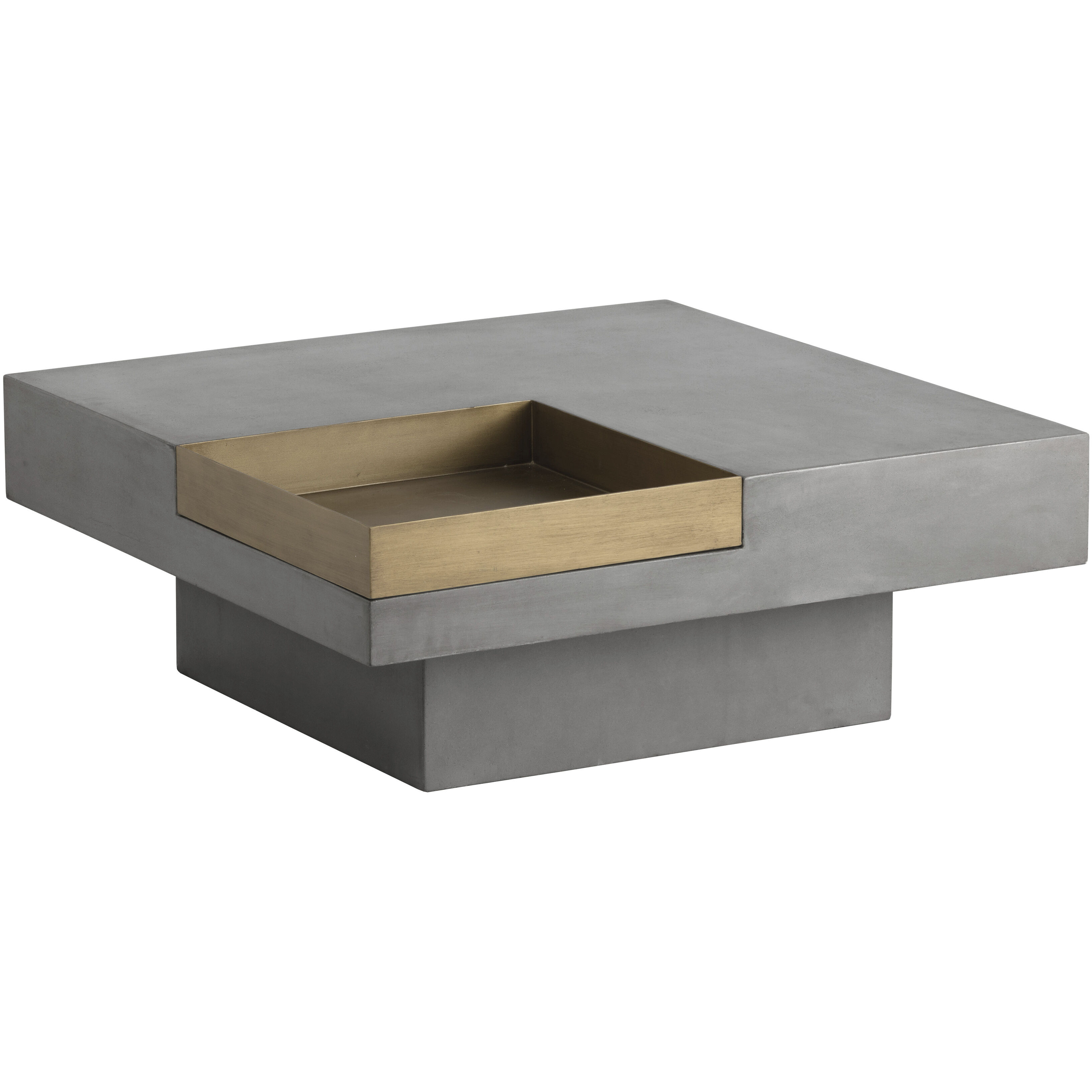 Quill 35 X 35 inch Grey / Antique Brass Coffee Table